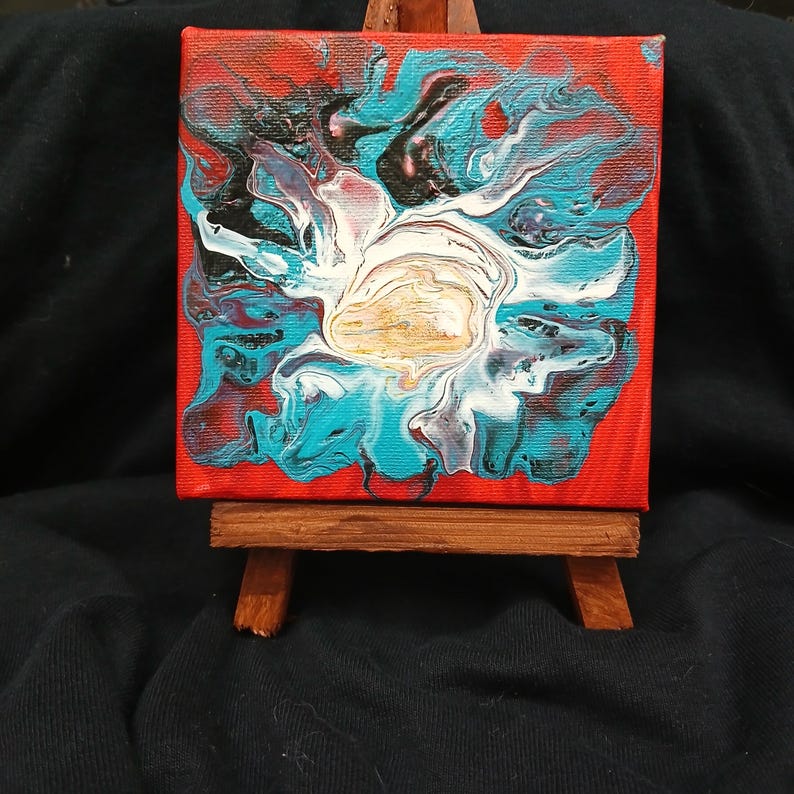 Abstract Mini Original Miniature Abstract Painting on Canvas With Easel - Etsy