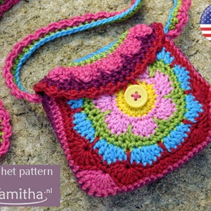 PATRON ANGLAIS Flowery Purse (patron au crochet - pdf)