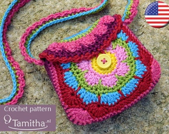ENGLISH PATTERN Flowery Purse (crochet pattern - pdf)