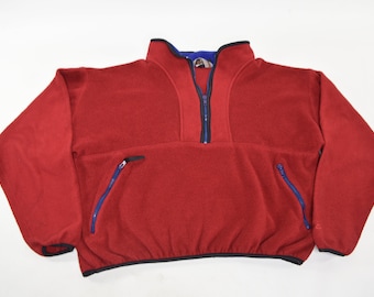 Incroyablement génial vintage 90's Eastern Mountain Sports 1/2 Zip Red Fleece