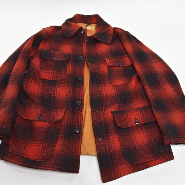 Ultimate Boss Vintage 50's Field & Stream Buffalo Plaid Red Check All Wool Mackinaw Coat
