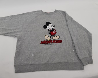 Sudadera vintage de Mickey Mouse de los años 90 con cuello redondo, maravillosamente desgastada