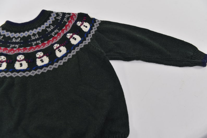 Stupid Cute Vintage 80's-90's Fait Isle Knit Snowman / Holiday Sweater image 9