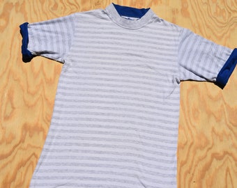 Crazy Cool Vintage 90's Gray Striped Half Sleeve T-Shirt