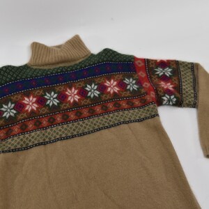 Incredible Vintage 80's Fair Isle Style Turtle Neck Mohair Knit Sweater image 3