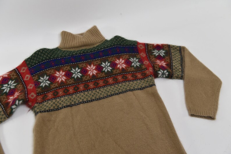 Incredible Vintage 80's Fair Isle Style Turtle Neck Mohair Knit Sweater image 3