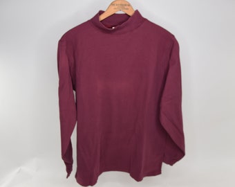 Crazy Classic Vintage 90's L.L.Bean Burgundy Mock Turtle Neck Lomg Sleeve Shirt