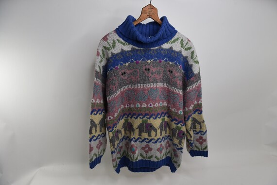 トップス [ItalyVintage]80s MultiColor Turtleneck 1980s Rainbow Striped Turtleneck Sweater | x-small/small