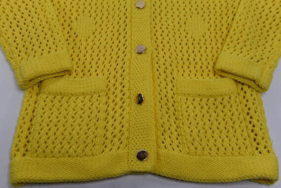 Super Cute Vintage 70's Yellow Open Knit / Mesh S… - image 7