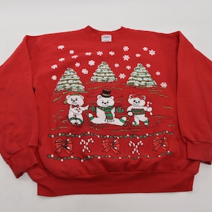Sudadera navideña fea con osito de peluche vintage absurdamente linda de los años 90