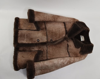 Incroyable veste vintage sheepskin and Shearling Lambrissée Bomber Jacket des années 1960