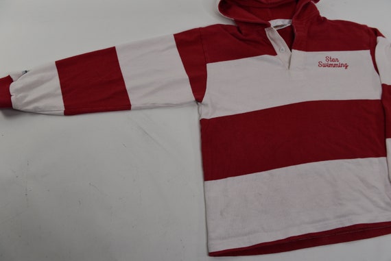 Wicked Cool Vintage 90 s Red and White Striped Hooded Rugby Jersey para Star Swimming Etsy Mexico