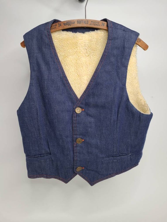 Wicked Cool Vintage 70's Handmade Denim And Shear… - image 2