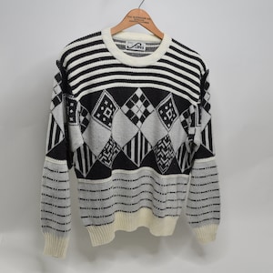 Boss Player Vintage 70's Knit Abstract Ski Sweater by Steep Slopes