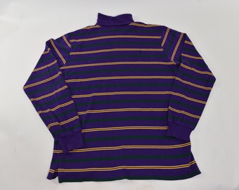 Big Time Baller vintage 90's Purple Striped Ralph Lauren Polo Chemise à col roulé