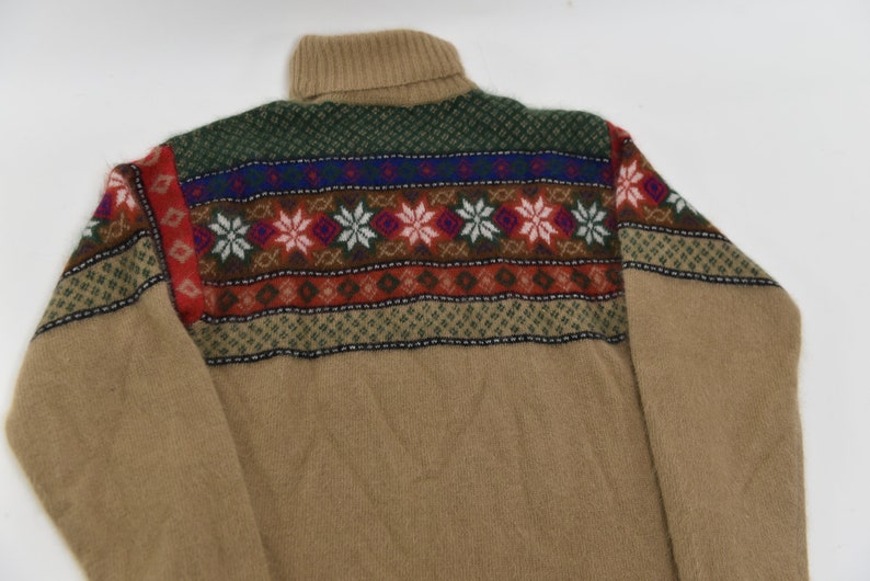 Incredible Vintage 80's Fair Isle Style Turtle Neck Mohair Knit Sweater image 9