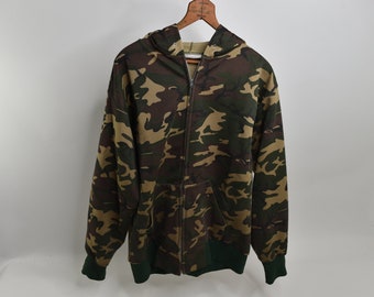 Amazing Vintage 80's Waffle Lined Camouflage Hoodie