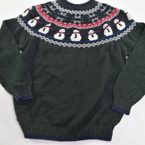 Stupid Cute Vintage 80's-90's Fait Isle Knit Snowman / Holiday Sweater image 8