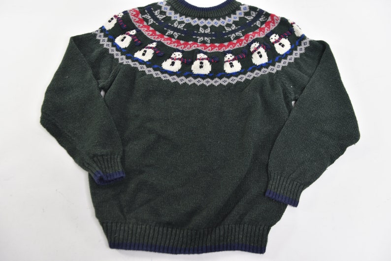 Stupid Cute Vintage 80's-90's Fait Isle Knit Snowman / Holiday Sweater image 8