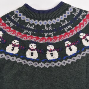 Stupid Cute Vintage 80's-90's Fait Isle Knit Snowman / Holiday Sweater image 5