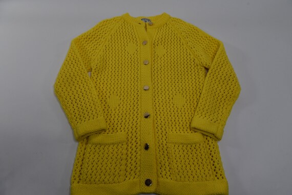 Super Cute Vintage 70's Yellow Open Knit / Mesh S… - image 6