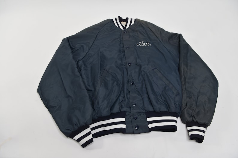 Super Awesome Vintage 80/'s Ed Youngs Hardware Williamsville NY Satin Bomber Jacket