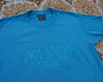 Totally Tubular Vintage 90's Striped Turquoise Orlando Florida T-Shirt