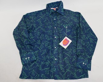 Incredible Vintage 70's SKYR Skiwear All Over Print Shirt