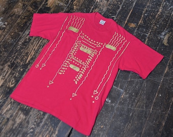 Wild As Heck Vintage 90's Pink And Gold Southwestern Design Tee