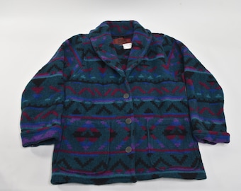 Incredible Vintage 80's Woolrich Women All Over Aztec / Southwest Print Coat