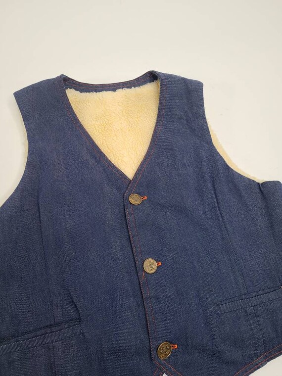 Wicked Cool Vintage 70's Handmade Denim And Shear… - image 4