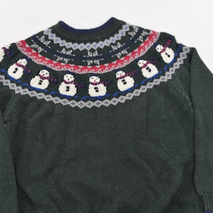 Stupid Cute Vintage 80's-90's Fait Isle Knit Snowman / Holiday Sweater image 1