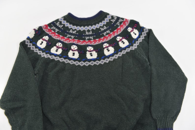 Stupid Cute Vintage 80's-90's Fait Isle Knit Snowman / Holiday Sweater image 1