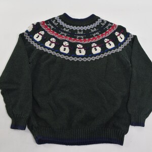 Stupid Cute Vintage 80's-90's Fait Isle Knit Snowman / Holiday Sweater image 2