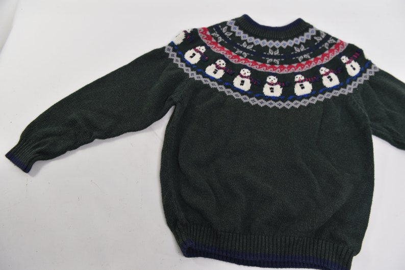 Stupid Cute Vintage 80's-90's Fait Isle Knit Snowman / Holiday Sweater image 7