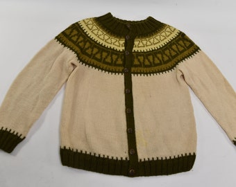 Ultimate Boss Vintage 70's Scandinavian Hand Knit Fair Isle Wool Sweater