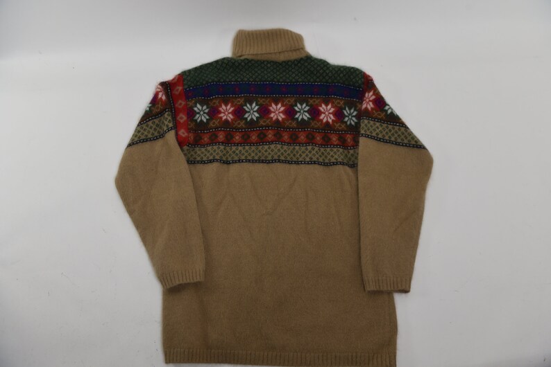 Incredible Vintage 80's Fair Isle Style Turtle Neck Mohair Knit Sweater image 5