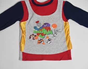 Camiseta de manga larga para niños con temática de Space Jam, estilo vintage y hardcore de los años 90