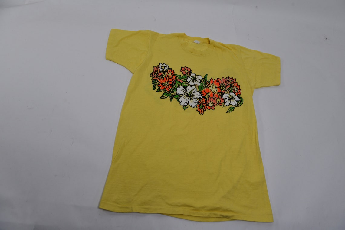Way Cool Vintage 70's Hibiscus Flower TShirt Etsy