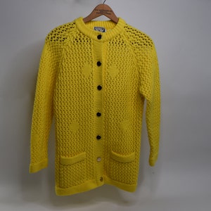 Super Süßer Vintage 70er Jahre Gelb Offener Netz Pullover