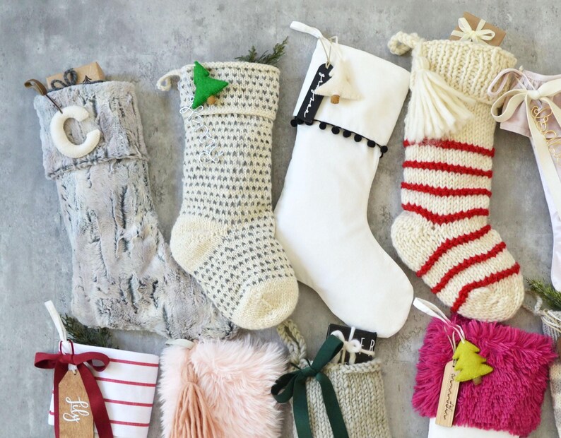 Personalized Christmas Stocking | Personalized Fur Family Stockings | Bohemian Velvet Stocking | Kids Knit Stockings (name tag NOT included) image 17