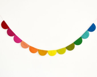 Rainbow Felt Garland | Felt Scallop Banner | Party Decor | Scallop Felt Garland | Birthday Decor | Birthday Decor| Birthday Party Banner