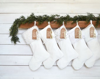 Christmas Stockings- Personalized Christmas Stockings, White Stocking, Personalized Stocking, Boho Stocking, Monogrammed Christmas  Stocking