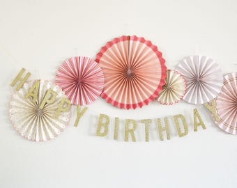 Reusable Happy Birthday Banner | Felt Ball Happy Birthday Garland | Felt Garland | Gold Glitter Birthday Banner | Birthday Party Decoration