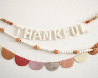 Thanksgiving Garland - Thankful, Fall Garland, Fall Decor, Fall Sign, Fall Felt Garland, Thanksgiving Felt Garland, Thanksgiving Decor