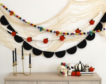 Day of the Dead Felt Garlands | Marigold Felt Garland | Dia De Los Metros Garlands & Banners | Day of the Dead Banners and Decorations