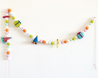Party Garland | Happy  Birthday Garland | Birthday Party Decoration | Birthday Party Hats | Birthday Decor | Party Decor | Felt Garland