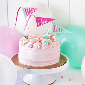 Happy Birthday Cake Topper | Party Decor | Pennant Flag Cake Topper | Cake Decoration | Birthday Cake Decor | Birthday Cake Topper