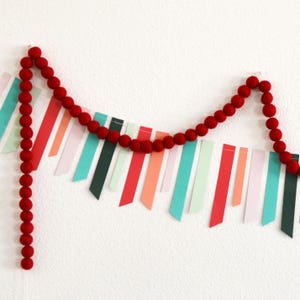 Christmas Felt Garland | Christmas Garland | Red Felt Garland | Christmas Decor| Christmas Decorations | Holiday Decor | Felt Ball Garland