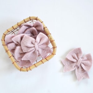 Felt Bow | Wool Felt Bow | Bow For DIY Hair Clip | Bow Decor | Felt Bows | Baby Pink Felt Bows | Bows For DIY | Pink Bow | Pink Wool Bow